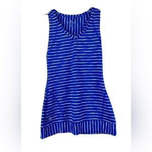 Athleta Blue with Green Stripe Razorback Tank Top Size M